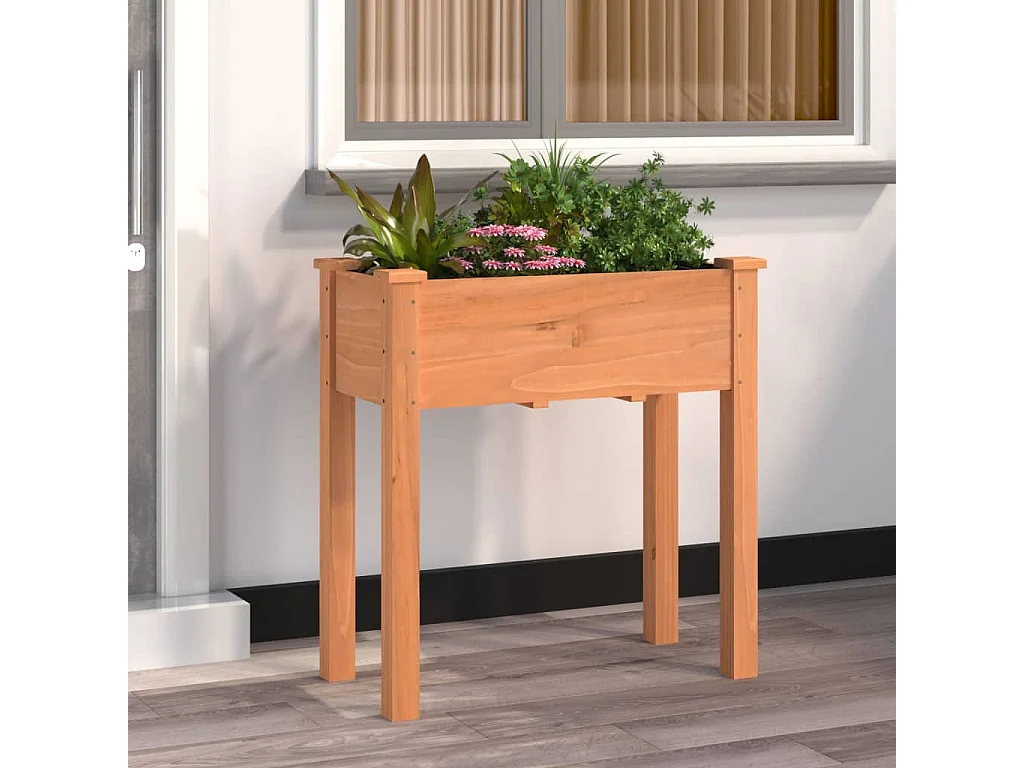 Jardinière avec doublure marron 71x37x76 bois massif de sapin