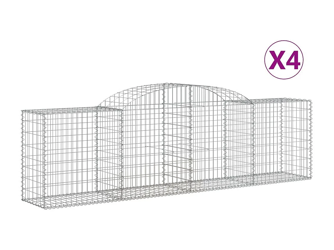Paniers à gabions arqués 4 pcs 300x50x80-100 fer galvanisé