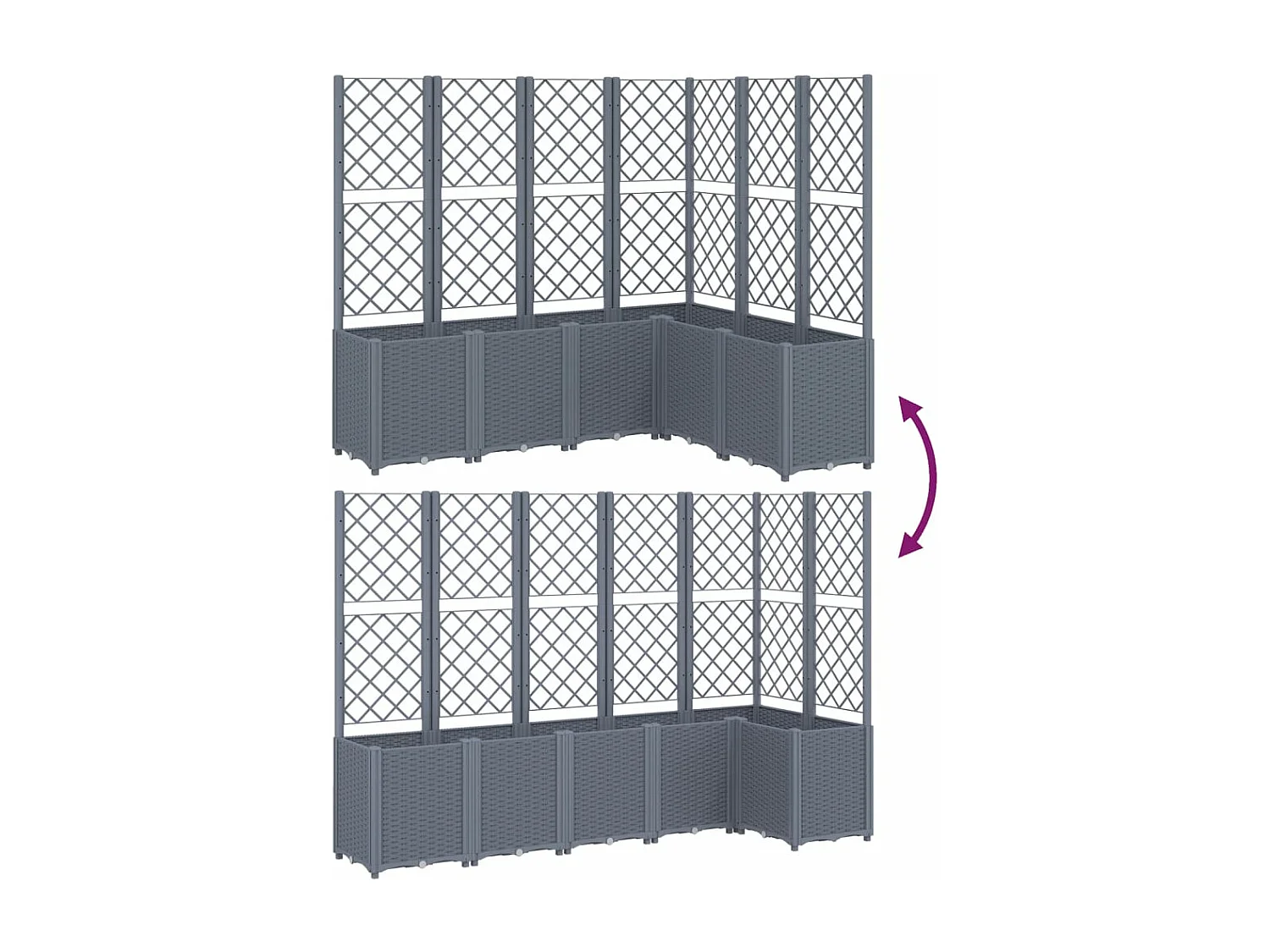 Jardinière avec treillis gris 160x120x140 PP