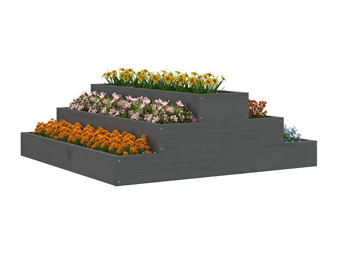 Jardinière Gris 80x80x27 Bois massif de pin