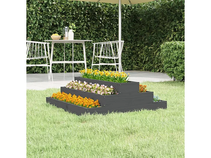 Jardinière Gris 80x80x27 Bois massif de pin