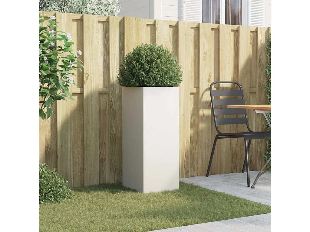 Jardinière blanc 32x27,5x75 acier laminé à froid