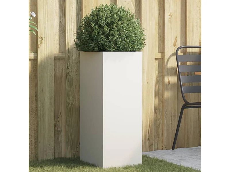 Jardinière blanc 32x27,5x75 acier laminé à froid
