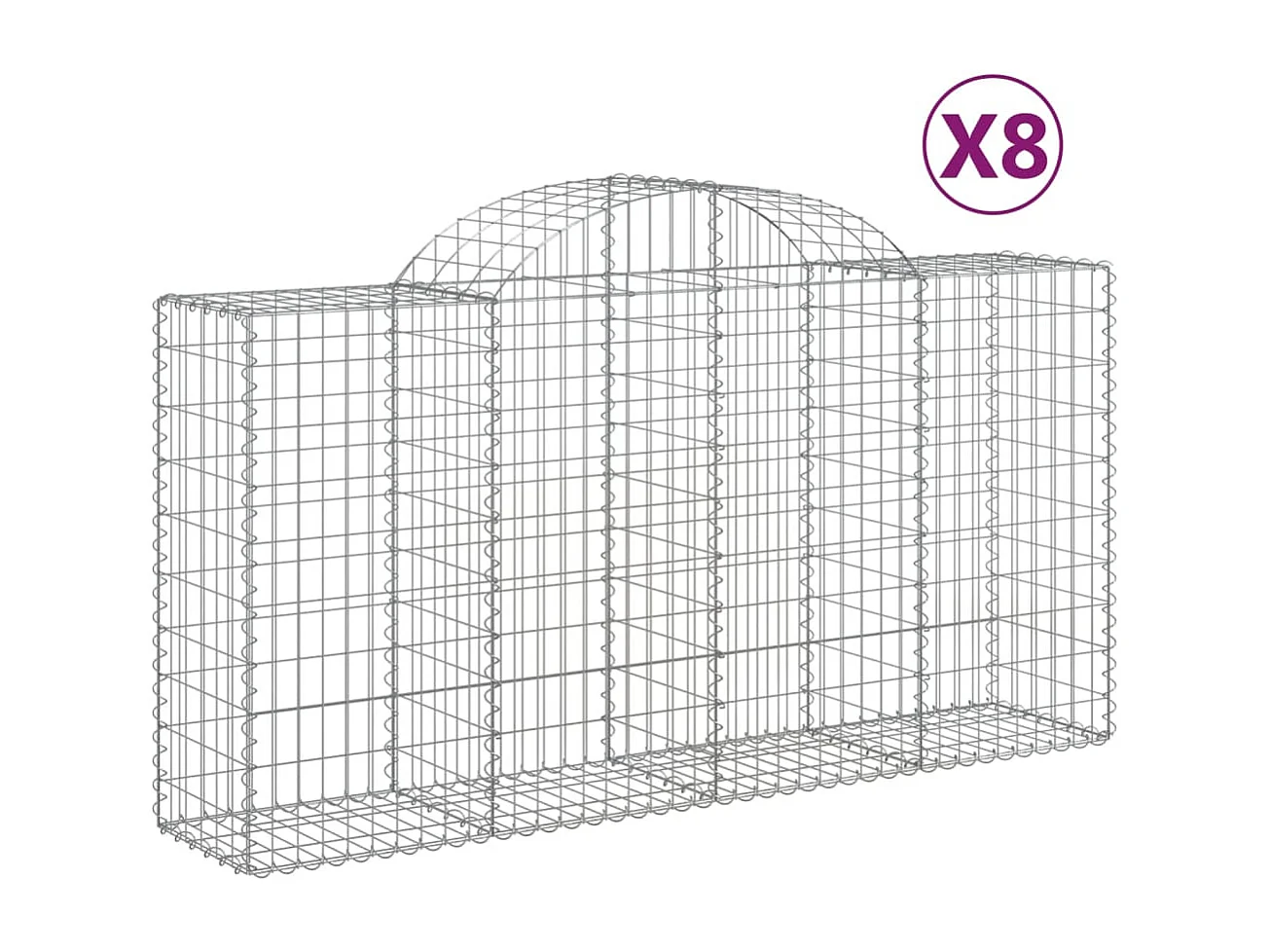 Paniers à gabions arqués 8 pcs 200x50x100-120 fer galvanisé