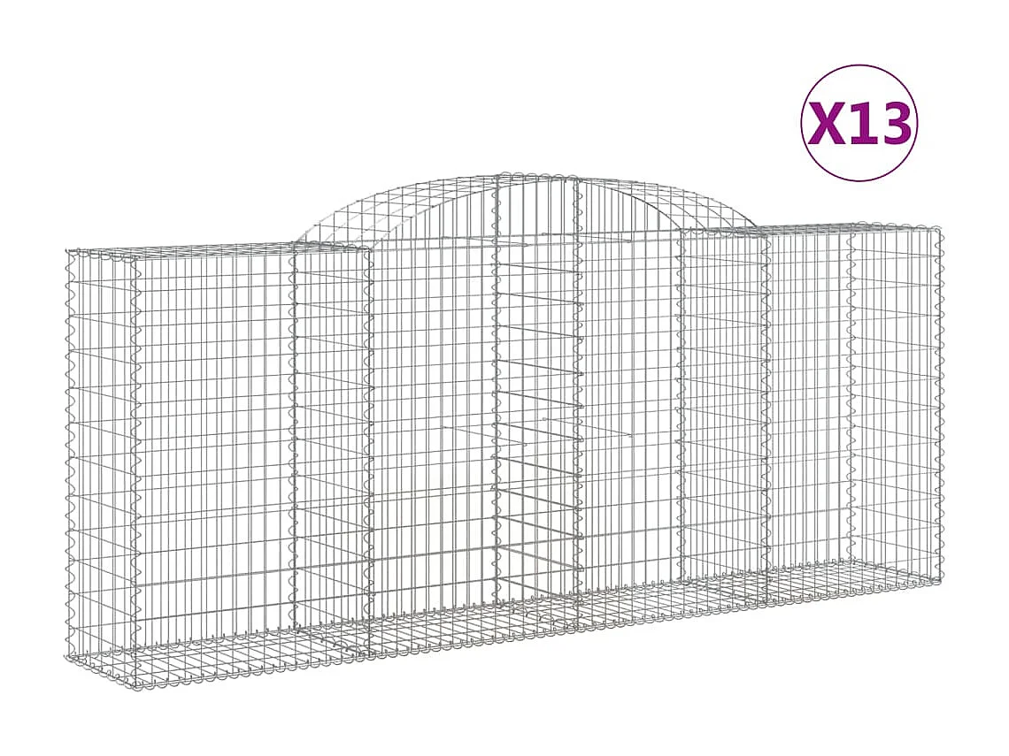 Paniers à gabions arqués 13 pcs 300x50x120-140 fer galvanisé