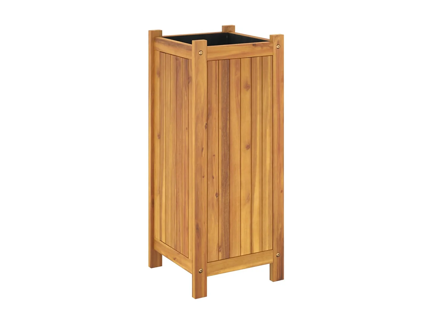 Jardinière avec doublure 31x31x75 bois massif d'acacia