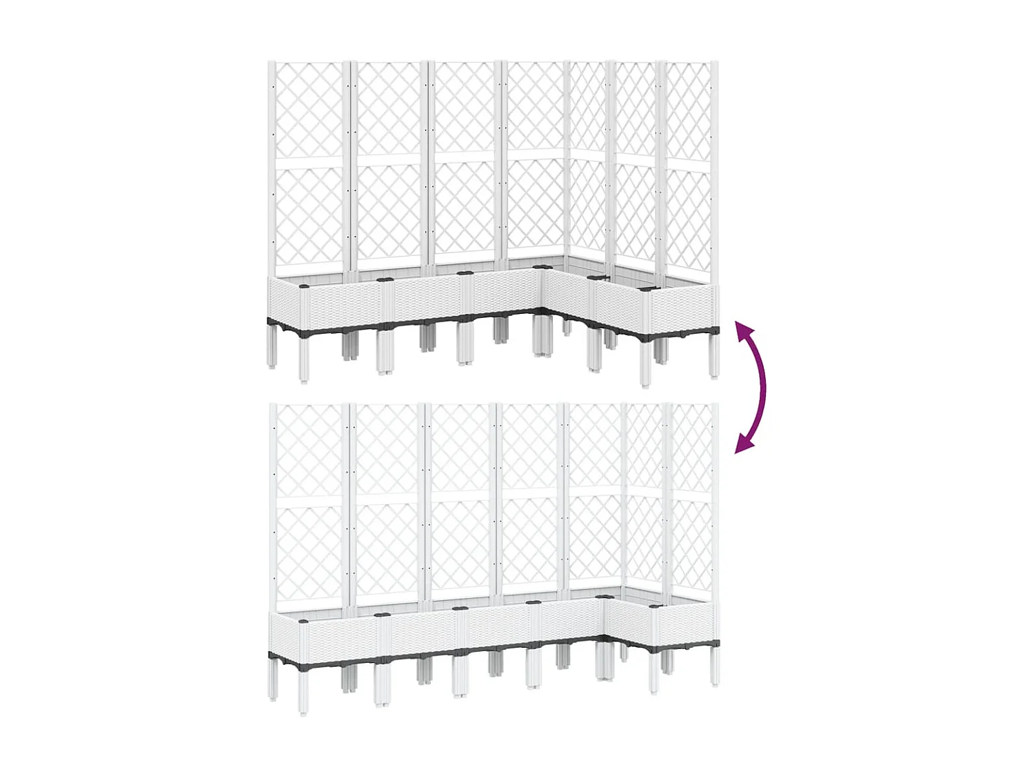 Jardinière avec treillis blanc 160x120x142 PP