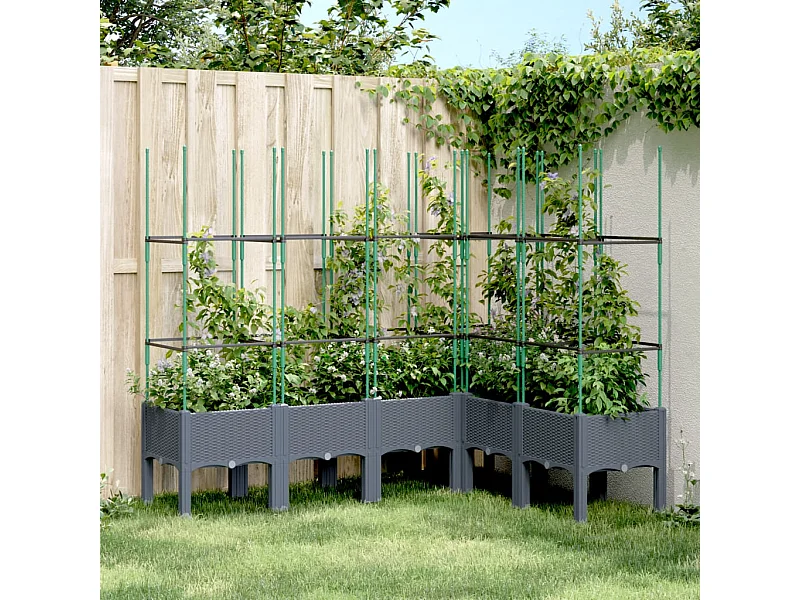 Jardinière avec treillis gris 160x120x142,5 PP