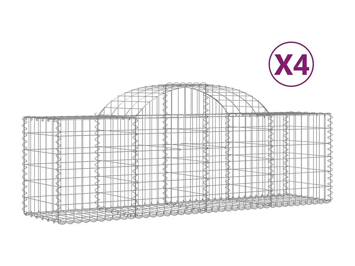 Paniers à gabions arqués 4 pcs 200x50x60-80 Fer galvanisé