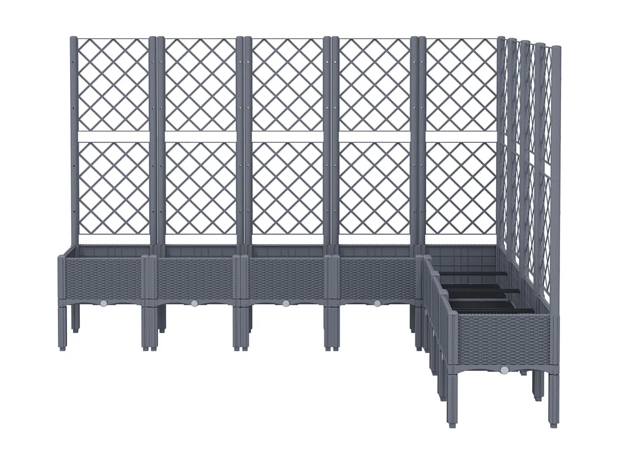 Jardinière avec treillis gris 200x160x142 PP