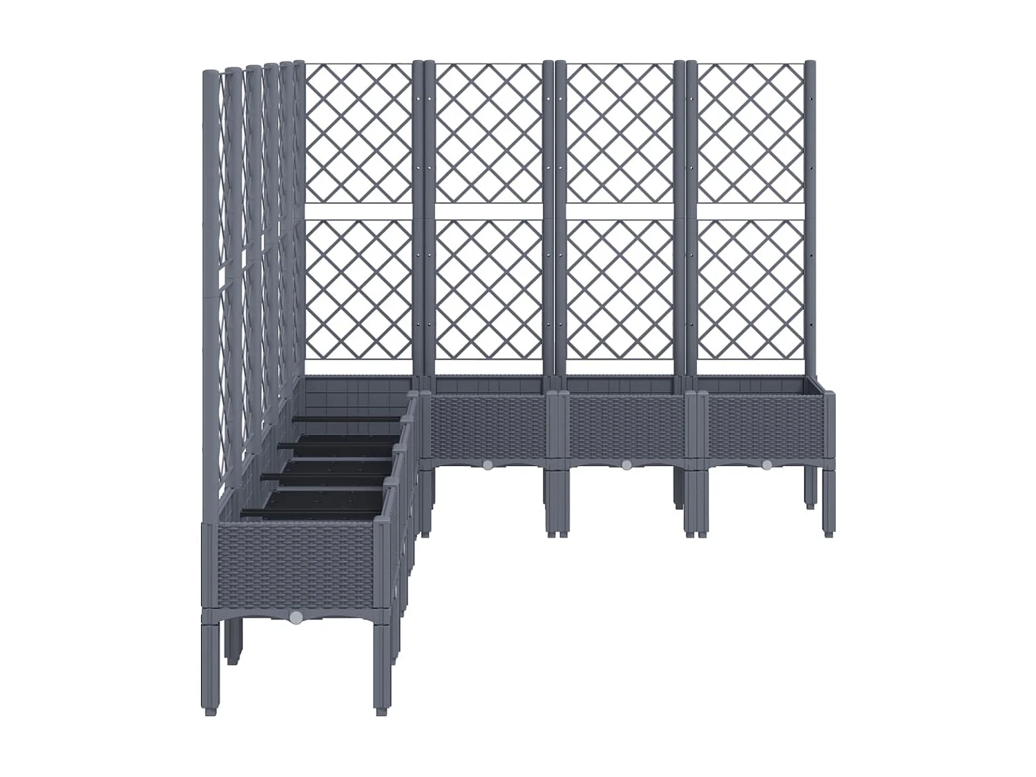 Jardinière avec treillis gris 200x160x142 PP