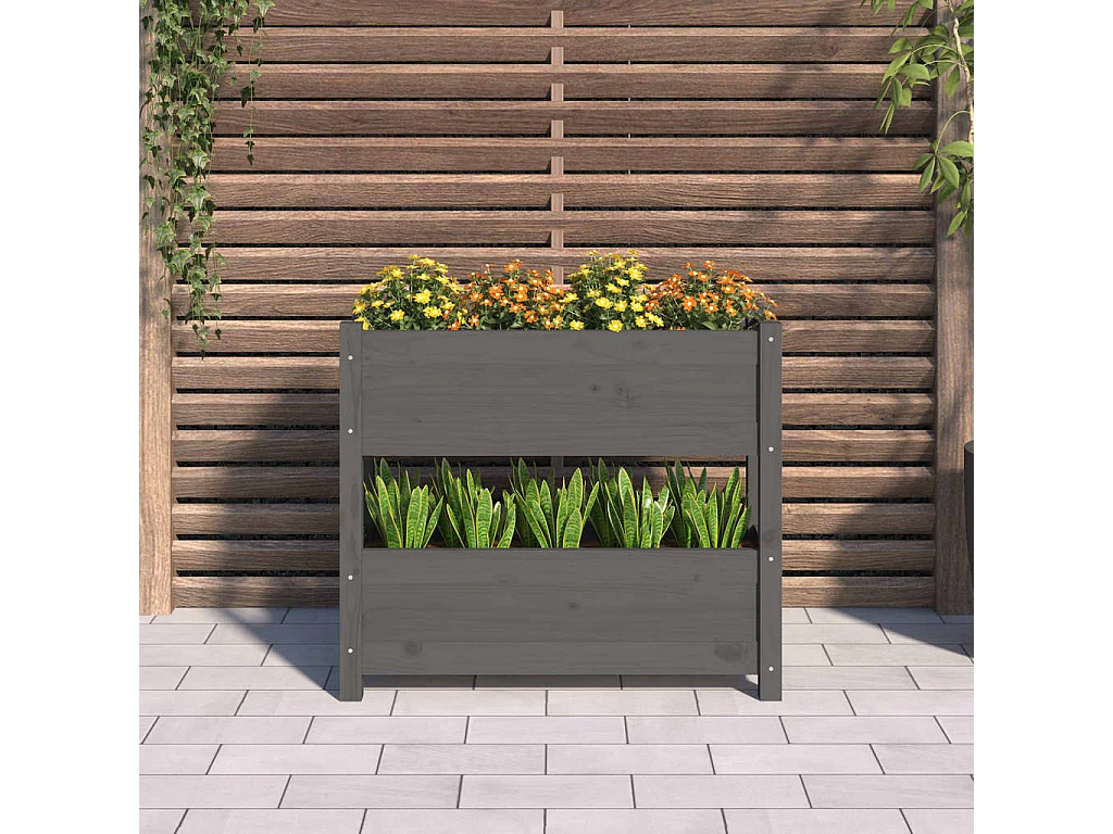 Jardinière Gris 77x25x66 Bois massif de pin