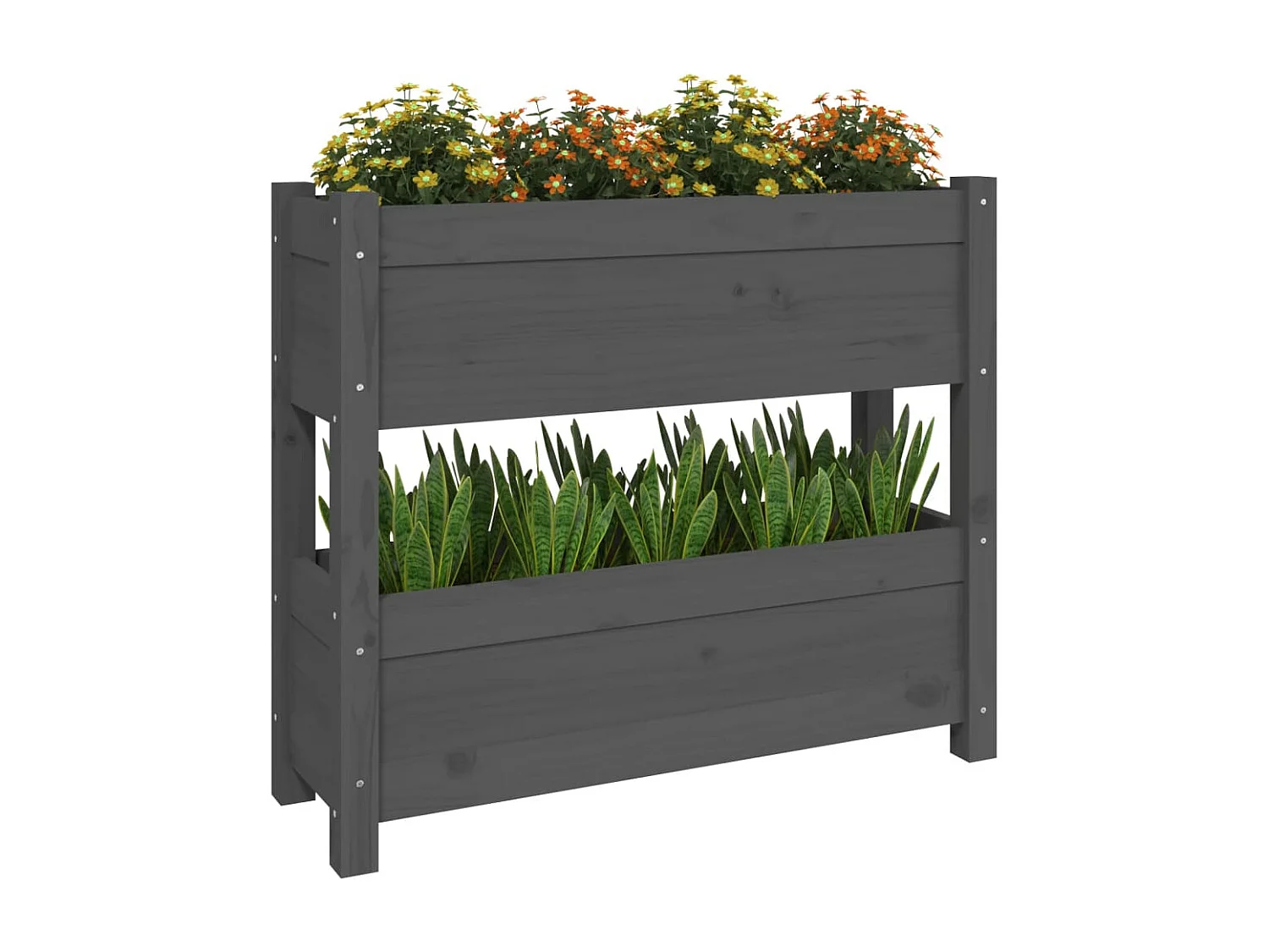 Jardinière Gris 77x25x66 Bois massif de pin