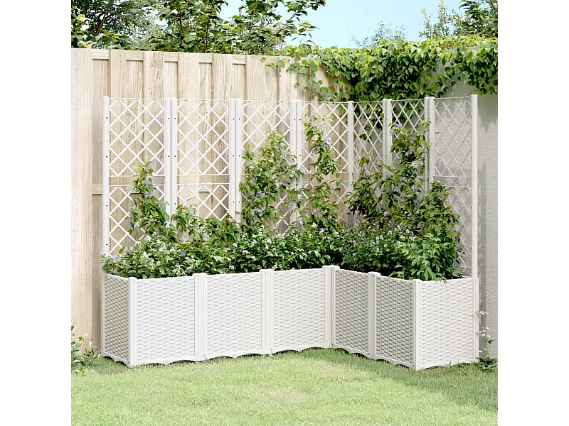 Jardinière avec treillis blanc 160x120x140 PP