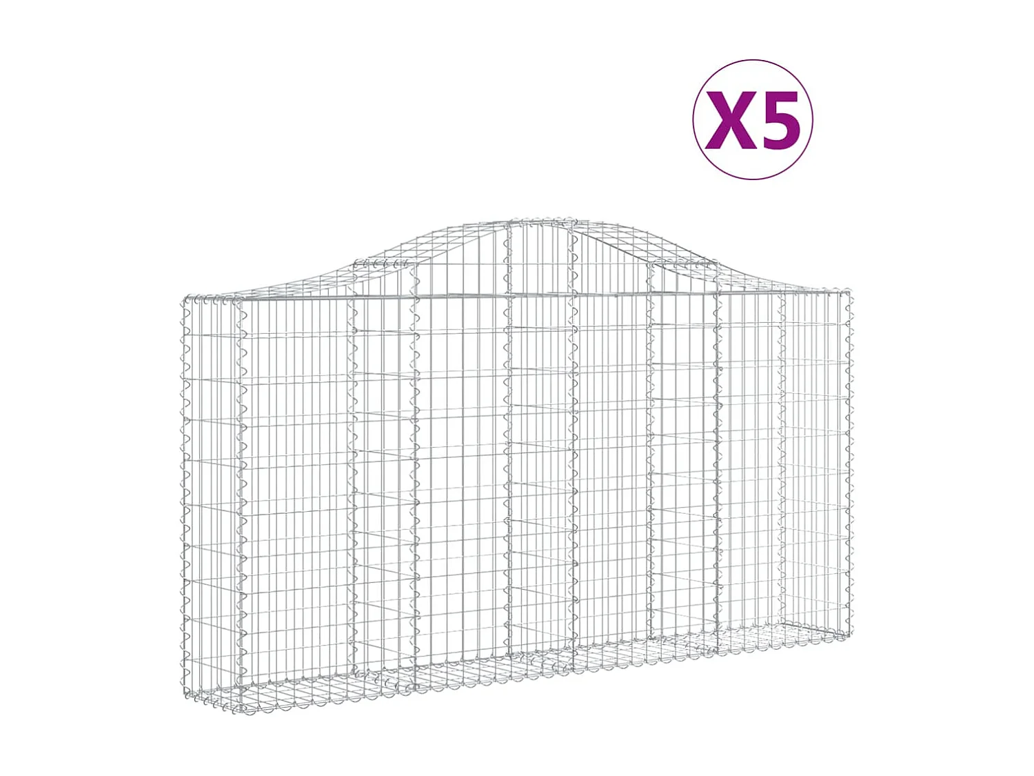Paniers à gabions arqués 5 pcs 200x30x100-120 Fer galvanisé