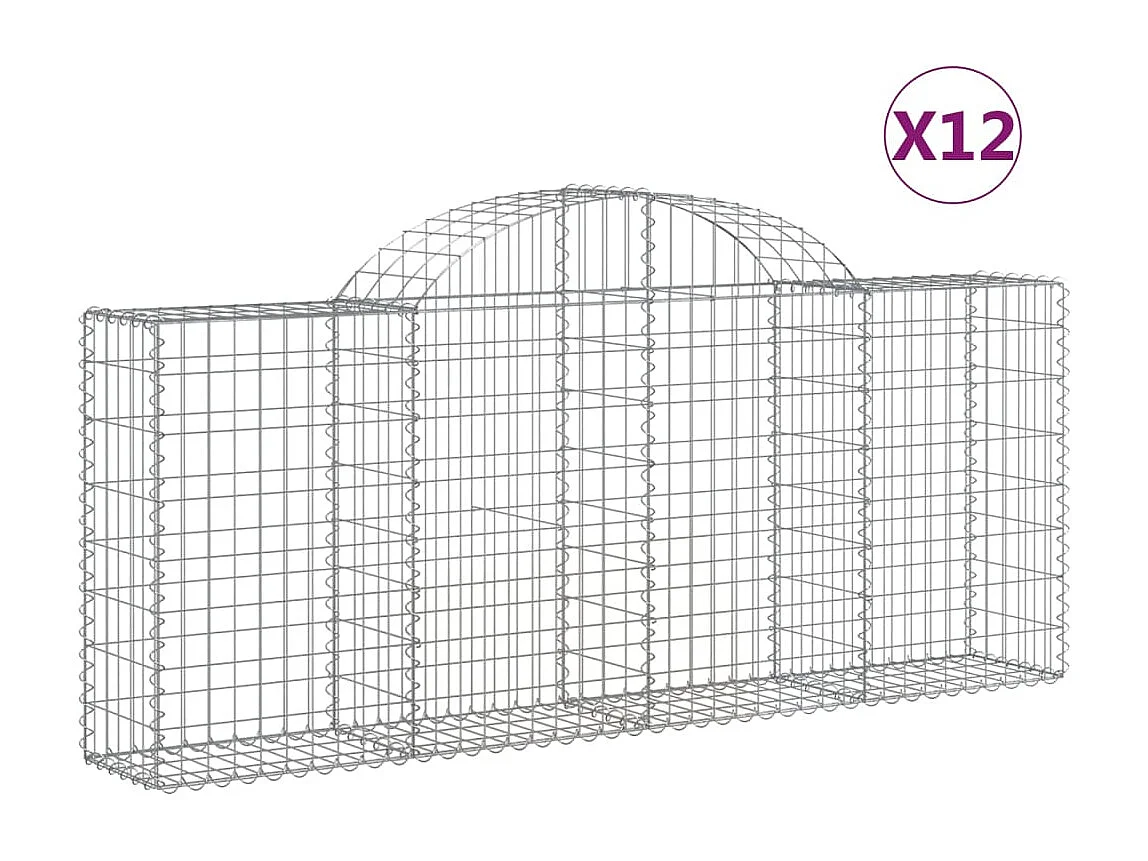 Paniers à gabions arqués 12 pcs 200x30x80-100 Fer galvanisé