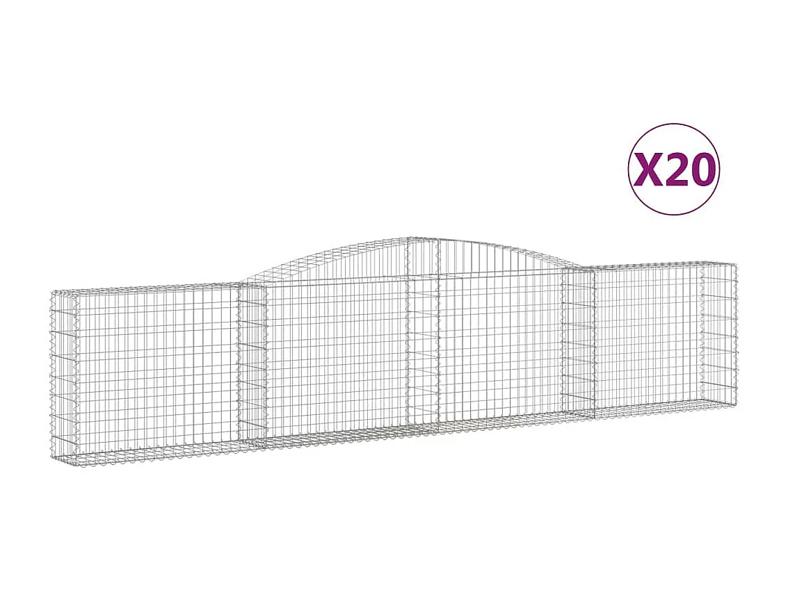 Paniers à gabions arqués 20 pcs 400x30x80-100 Fer galvanisé