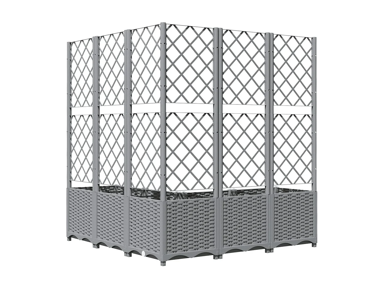 Jardinière avec treillis Gris clair 120x120x136 PP