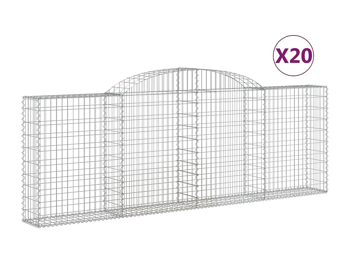Paniers à gabions arqués 20 pcs 300x30x100-120 fer galvanisé