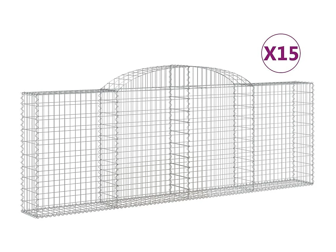Paniers à gabions arqués 15 pcs 300x30x100-120 fer galvanisé