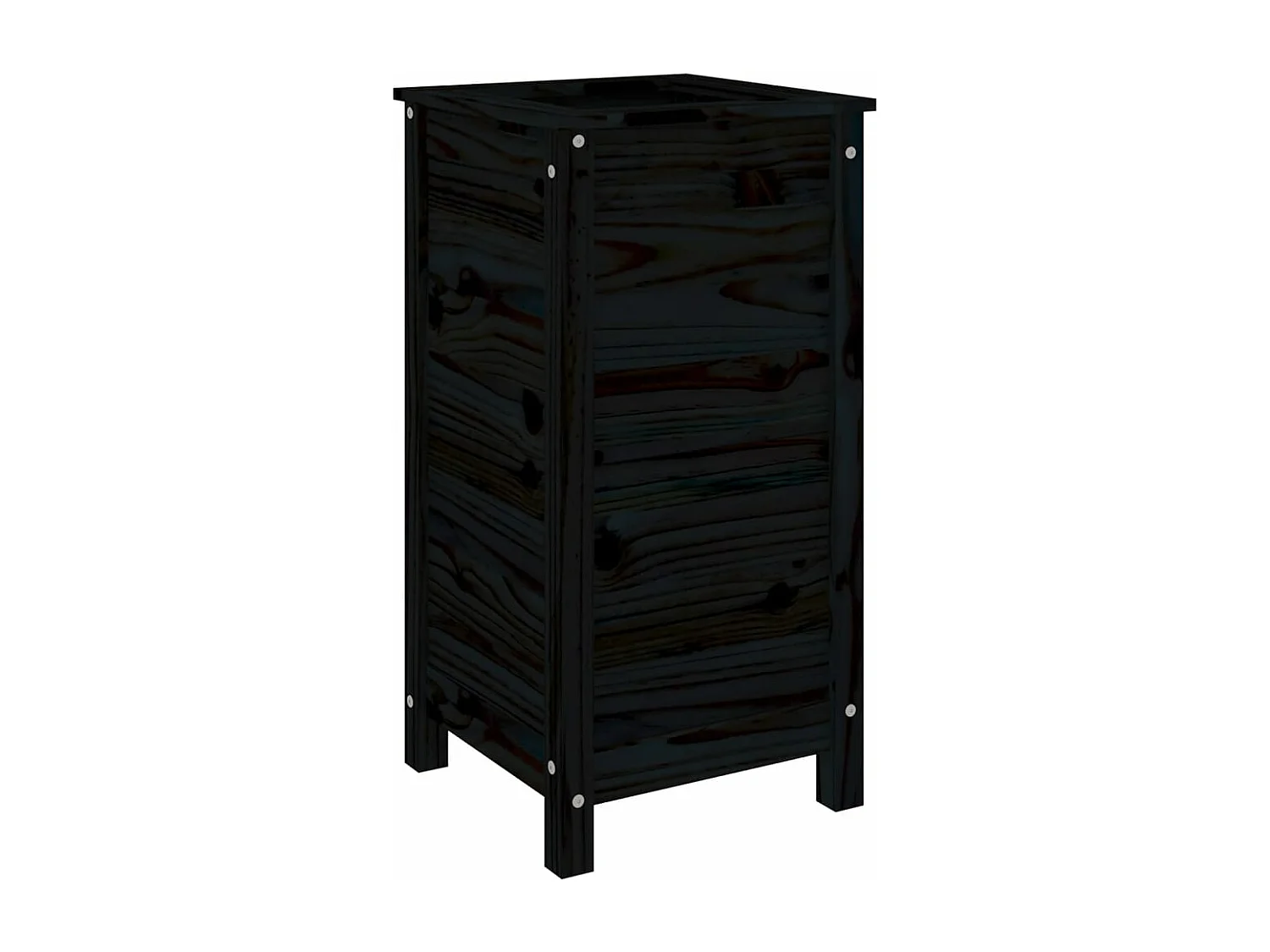 Jardinière noir 40x40x78 bois massif de pin