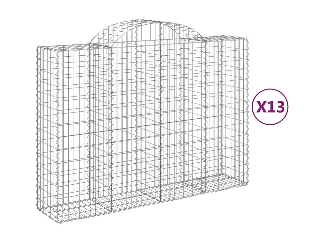 Paniers à gabions arqués 13 pcs 200x50x140-160 Fer galvanisé