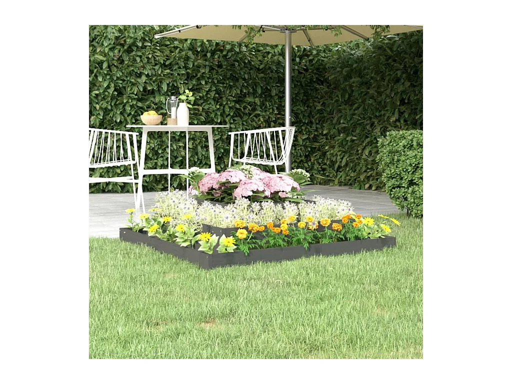 Jardinière Gris 110x110x27 Bois massif de pin