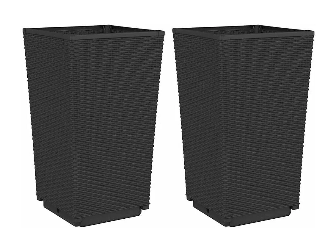 Jardinières 2 pcs noir 32,5x32,5x57 polypropylène