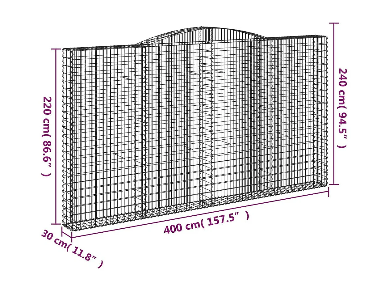 Paniers à gabions arqués 5 pcs 400x30x220-240 Fer galvanisé