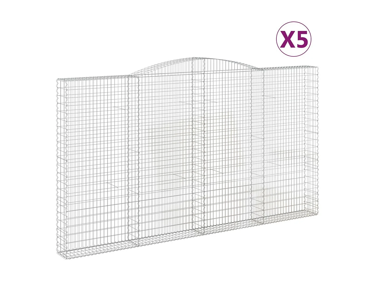 Paniers à gabions arqués 5 pcs 400x30x220-240 Fer galvanisé