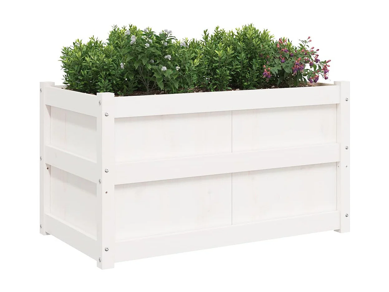 Jardinière d'extérieur blanc 90x50x50 bois de pin massif