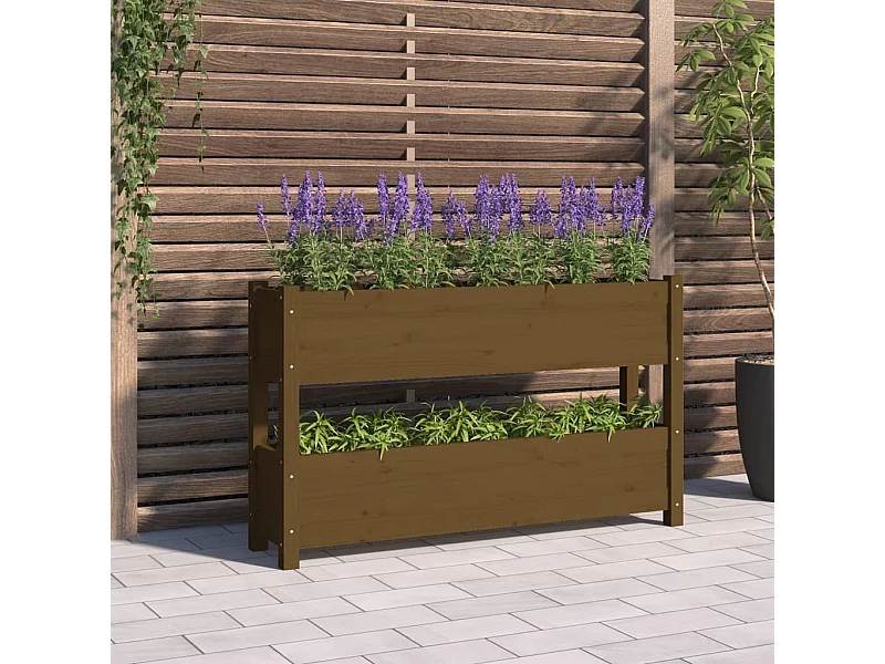 Jardinière Marron miel 112x25x66 Bois massif de pin
