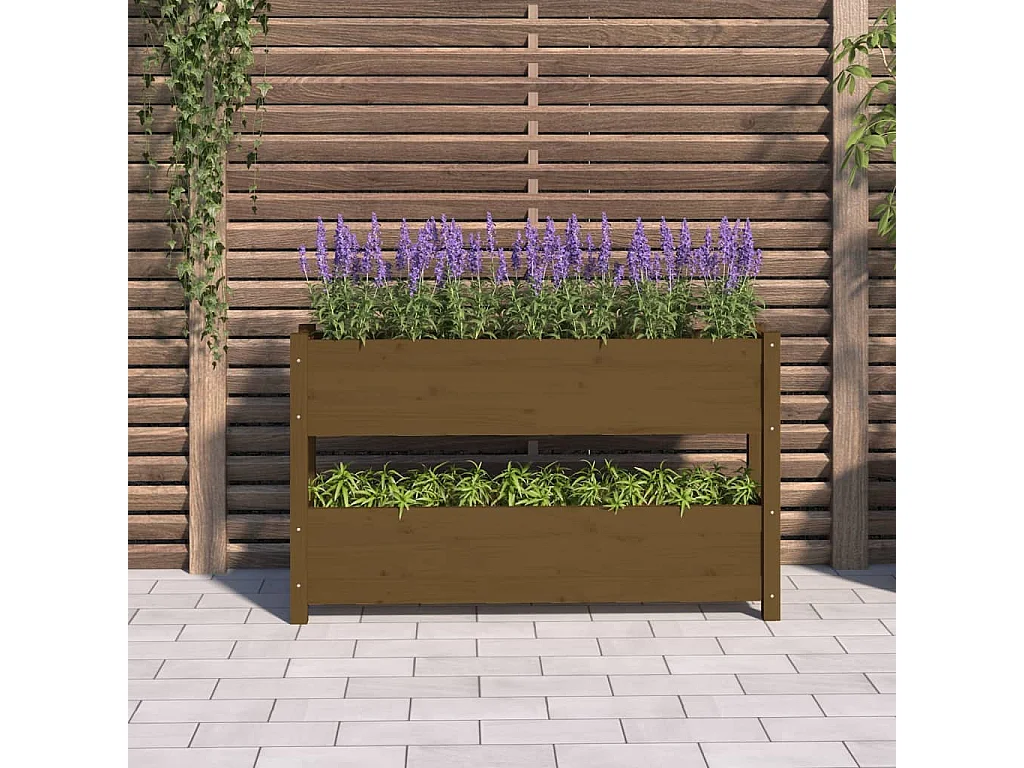 Jardinière Marron miel 112x25x66 Bois massif de pin