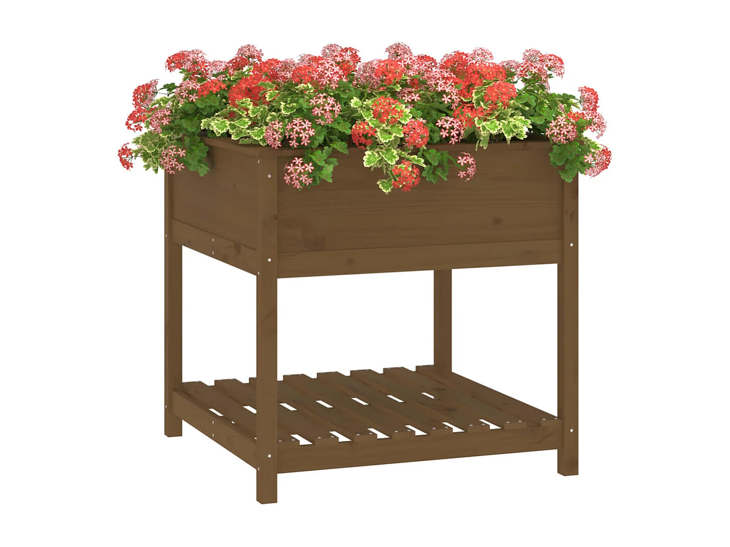 Jardinière avec étagère Marron miel 82,5x82,5x81 Bois de pin
