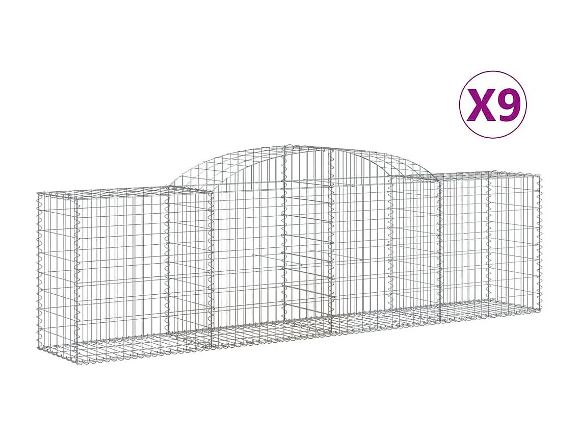 Paniers à gabions arqués 9 pcs 300x50x80-100 fer galvanisé