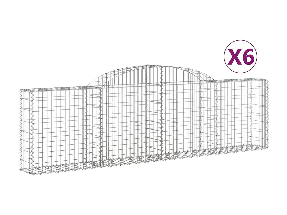 Paniers à gabions arqués 6 pcs 300x30x80-100 fer galvanisé