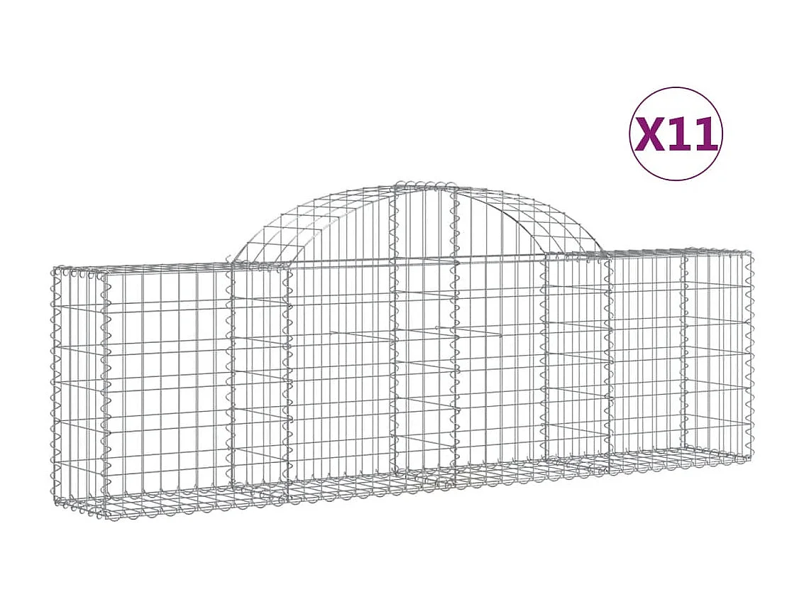 Paniers à gabions arqués 11 pcs 200x30x60-80 Fer galvanisé