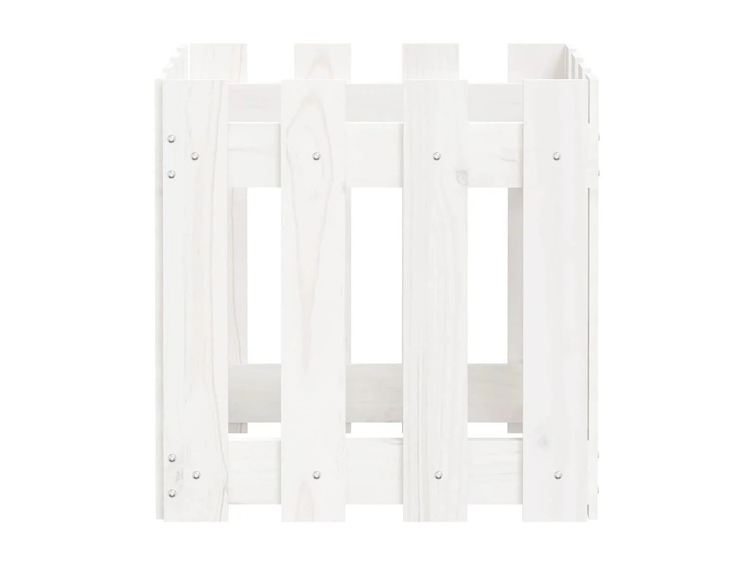 Jardinière avec design de clôture blanc 40x40x40 pin massif