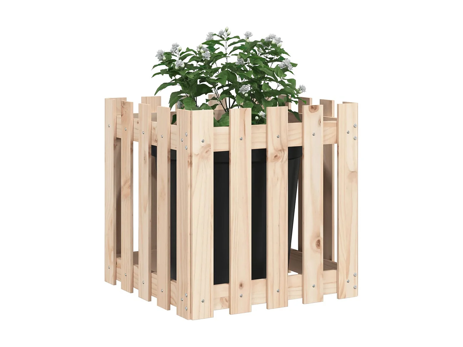 Jardinière avec design de clôture 50x50x50 pin massif