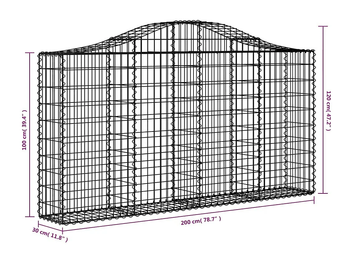 Paniers à gabions arqués 11 pcs 200x30x100-120 Fer galvanisé