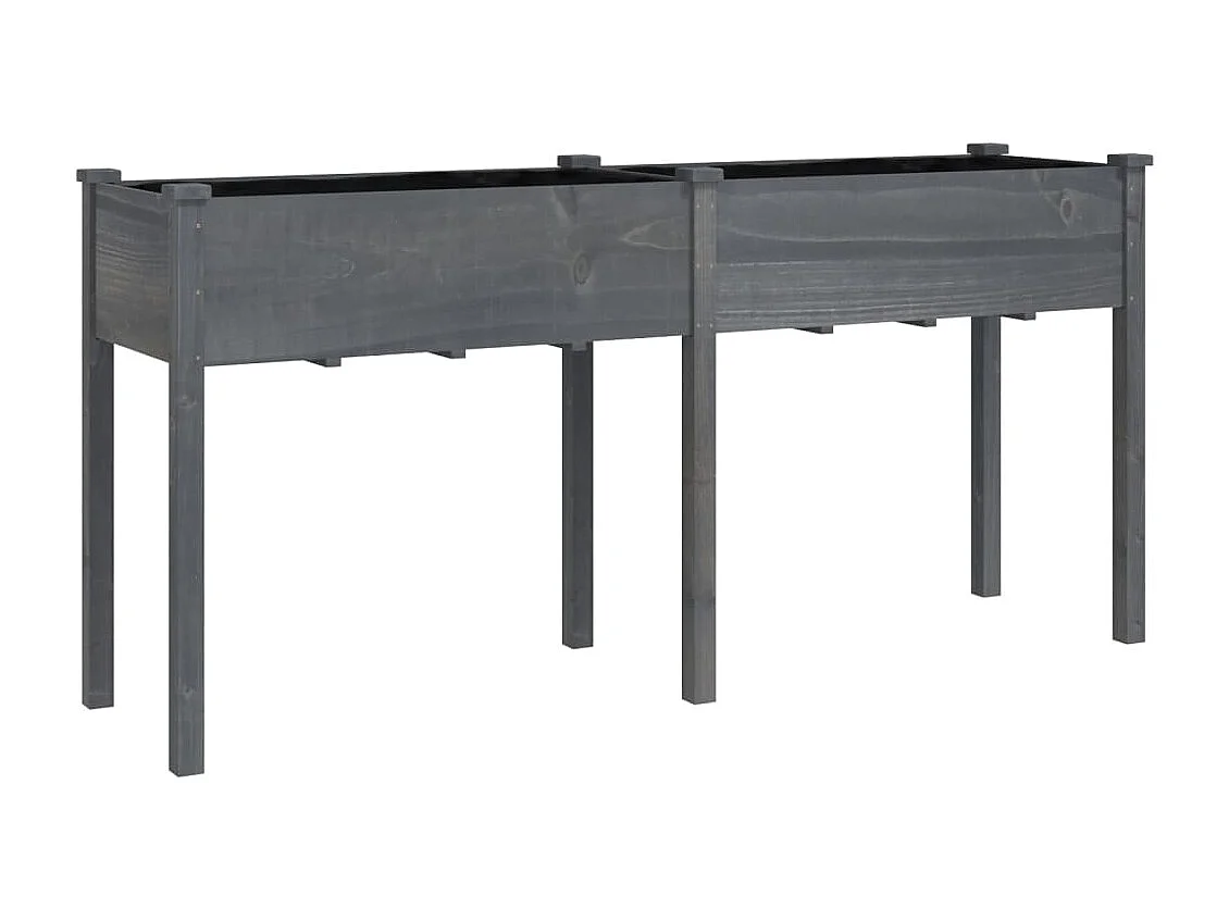 Jardinière avec doublure gris 161x45x76 bois massif de sapin