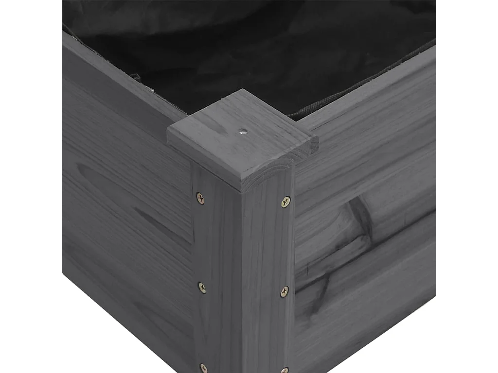 Jardinière avec doublure gris 161x45x76 bois massif de sapin