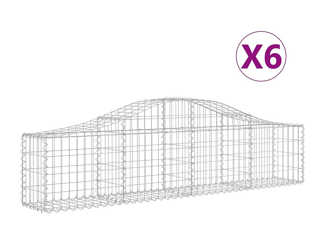 Paniers à gabions arqués 6 pcs 200x30x40-60 Fer galvanisé