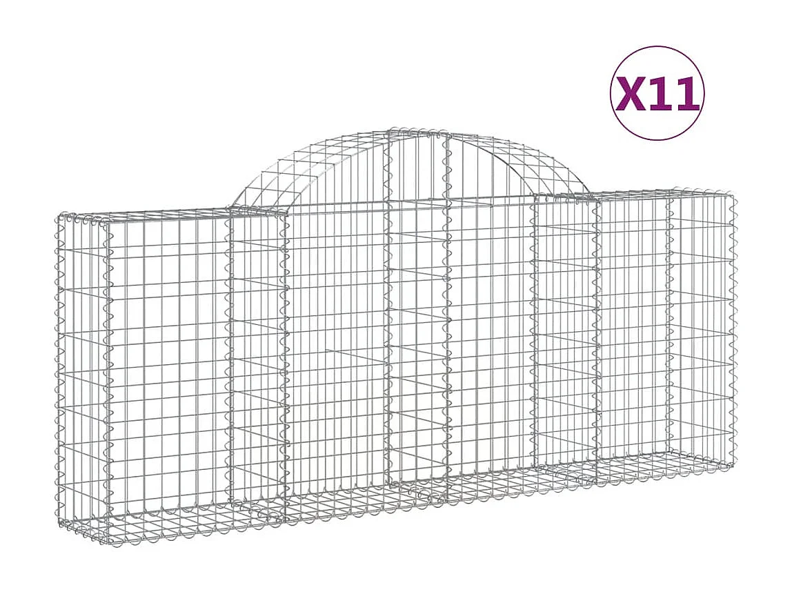 Paniers à gabions arqués 11 pcs 200x30x80-100 Fer galvanisé