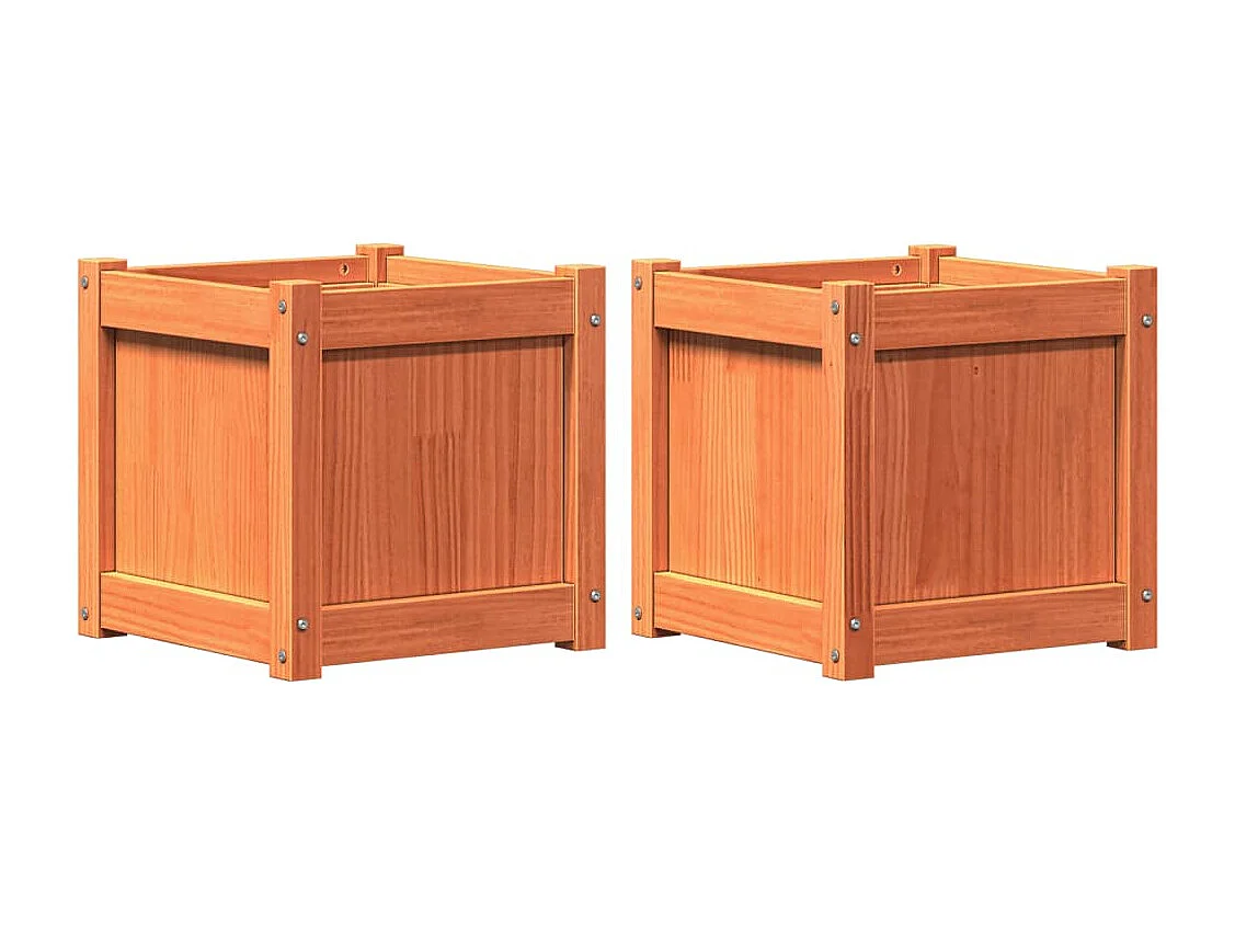 Jardinières 2 pcs marron bois de pin massif