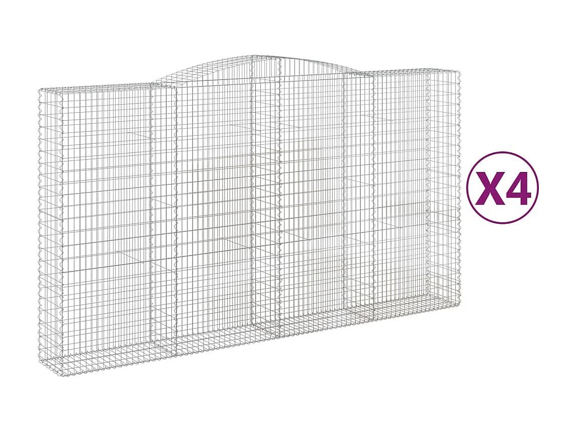 Paniers à gabions arqués 4 pcs 400x50x220-240 Fer galvanisé