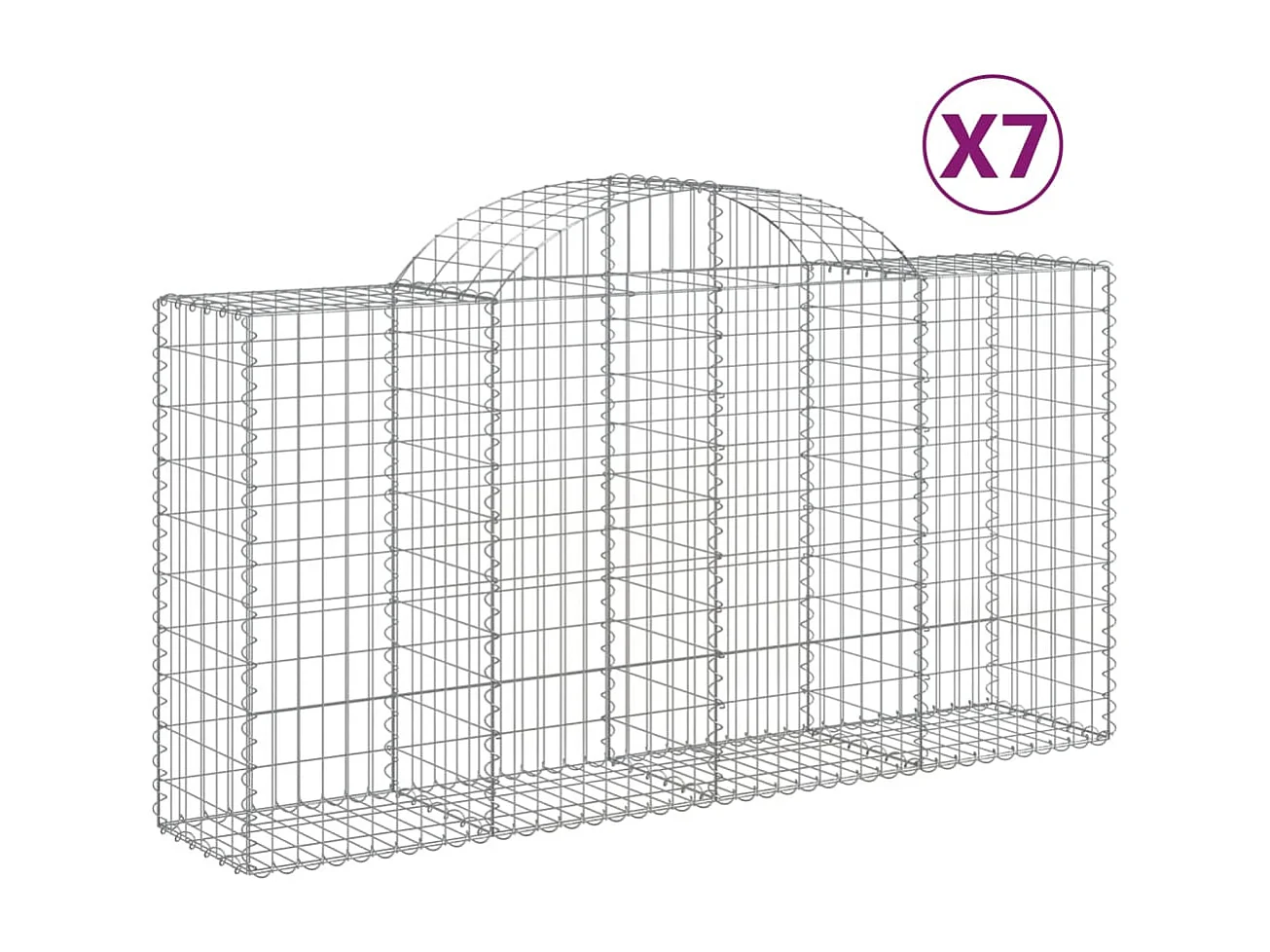 Paniers à gabions arqués 7 pcs 200x50x100-120 fer galvanisé