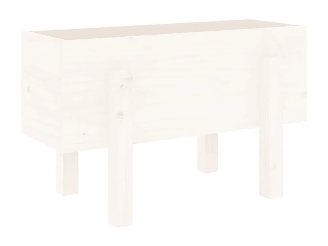 Jardinière blanc 62x30x38 bois massif de pin