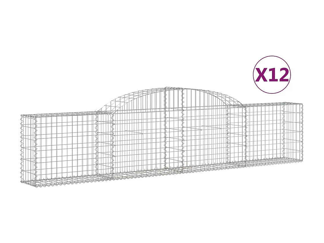 Paniers à gabions arqués 12 pcs 300x30x60-80 Fer galvanisé