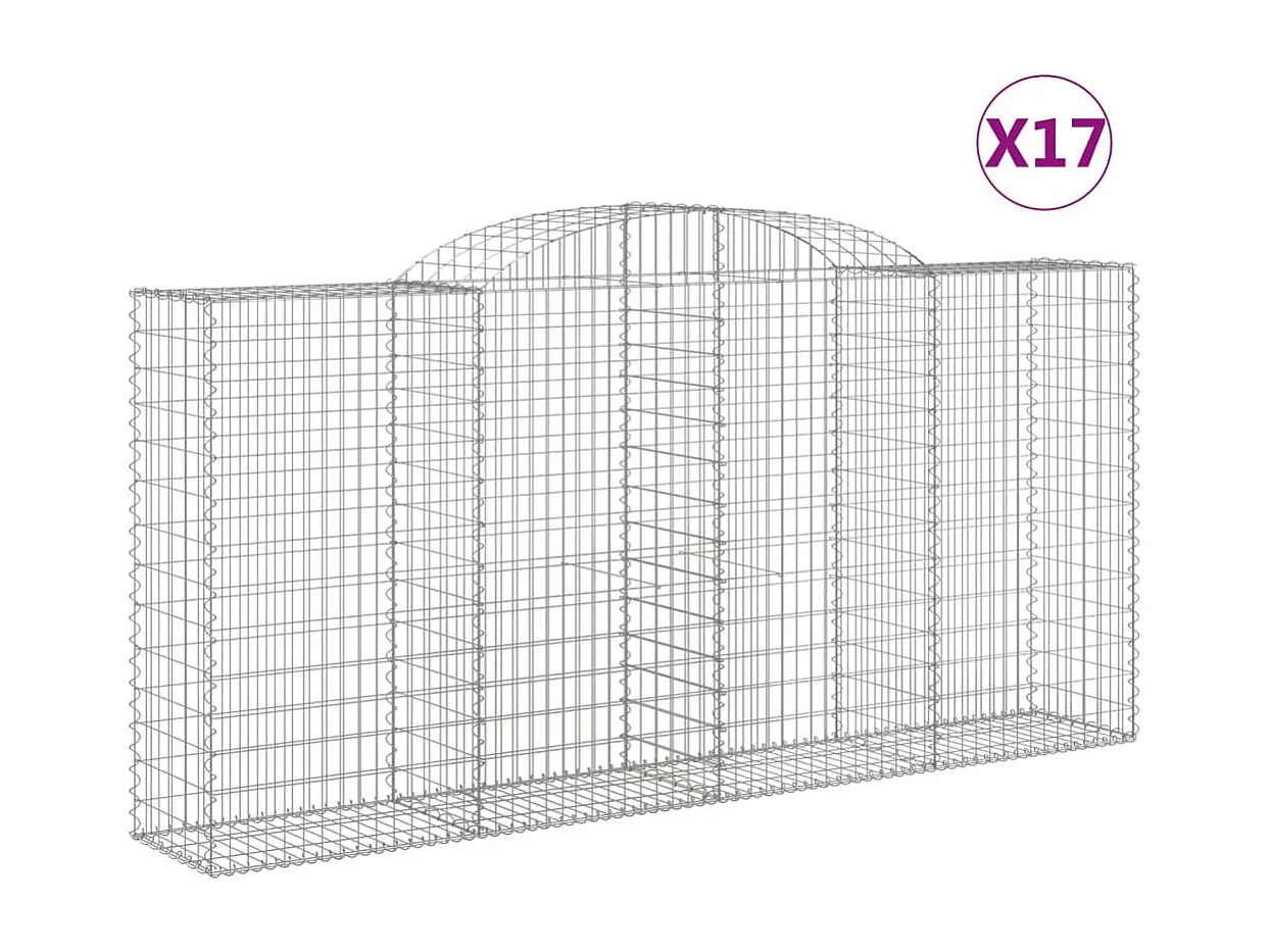 Paniers à gabions arqués 17 pcs 300x50x140-160 fer galvanisé